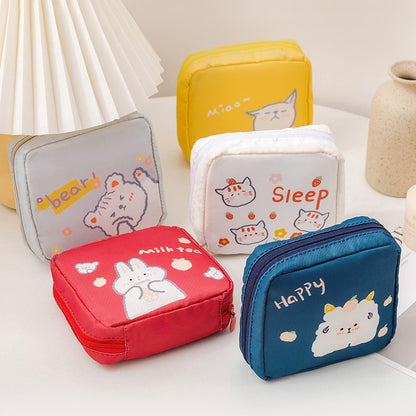 Portable Tampon Storage Bag Large Capacity Cute Women Sanitary Storage Bag Credit Card Earphone Data Cables Makeup Organizer