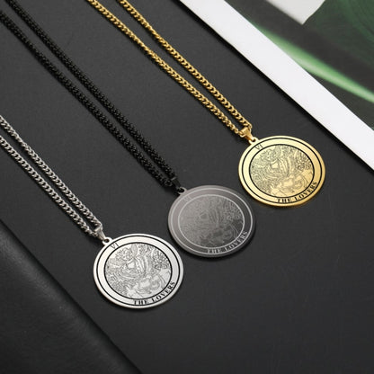 LIKGREAT Vintage Round Tarot Card Necklace The Major Arcana Pagan Astrology Amulet Pendants Aesthetic Stainless Steel Jewelry