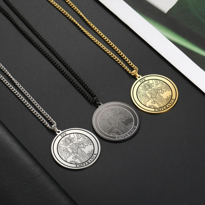 LIKGREAT Vintage Round Tarot Card Necklace The Major Arcana Pagan Astrology Amulet Pendants Aesthetic Stainless Steel Jewelry