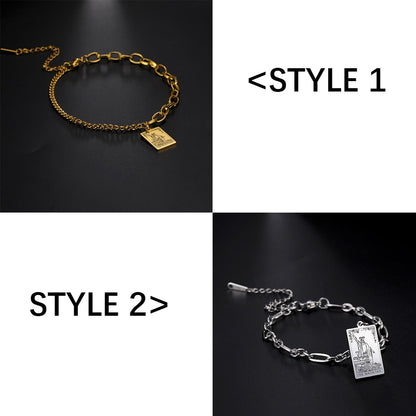 LIKGREAT Mysticism Tarot Card Charm Bracelet for Men Women Stainless Steel Good Luck Tarot Jewelry Esotericism Christmas Present