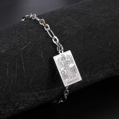 LIKGREAT Mysticism Tarot Card Charm Bracelet for Men Women Stainless Steel Good Luck Tarot Jewelry Esotericism Christmas Present