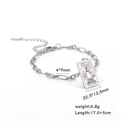 LIKGREAT Mysticism Tarot Card Charm Bracelet for Men Women Stainless Steel Good Luck Tarot Jewelry Esotericism Christmas Present