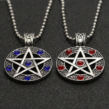 Supernatural Necklace Pentagram Pentacle Five Pointed Star Wicca Pagan Dean Winchester Pendant Vintage Amulet Jewelry Wholesale