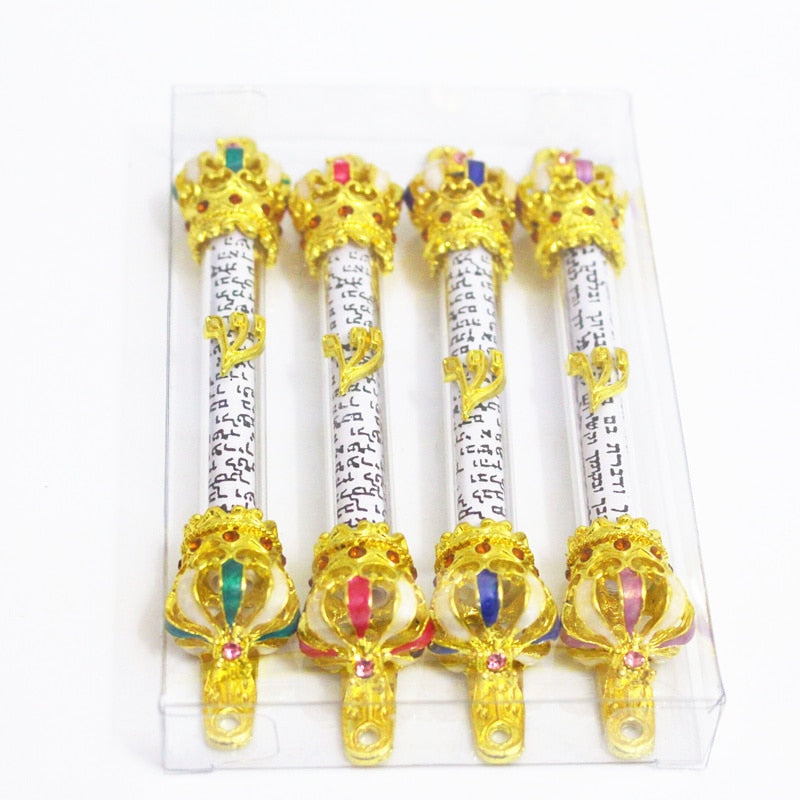 4pcs Mezuzah Case Judaica Home Decoration Mezuza Alloy Jewish Decor Menorah Hanukkah Church Utensils