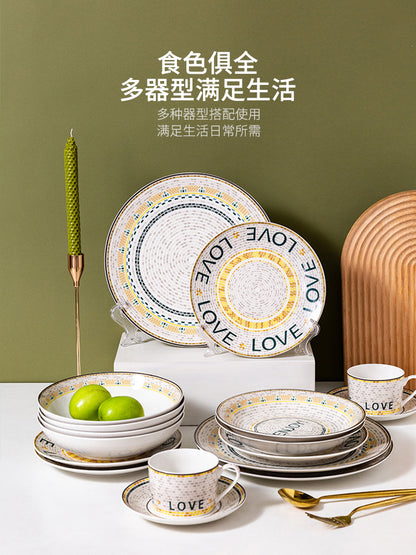 Creativity white dinner plates Home Art Western Food Soup Plate Jingdezhen white porcelain plate serving dish