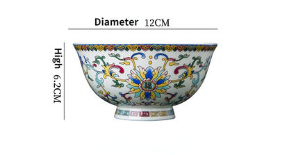 Jingdezhen enamel ceramic bowl Chinese tableware bone china rice bowl Handmade beautiful flower pattern Porcelain bowl gift