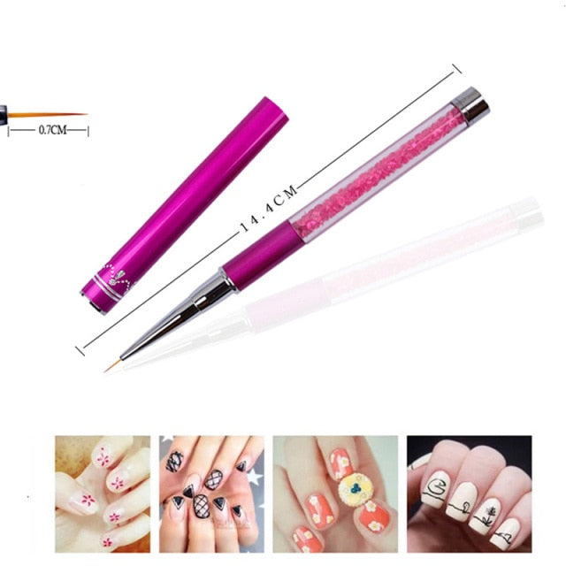 3pcs/lot Sequins Nail Art Brush Drawing Painting Carving Pen Design Manicure Tool 7/9/11mm Acrylic Liner UV Gel Decoration Tools