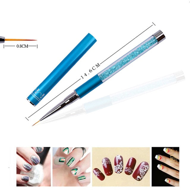 3pcs/lot Sequins Nail Art Brush Drawing Painting Carving Pen Design Manicure Tool 7/9/11mm Acrylic Liner UV Gel Decoration Tools